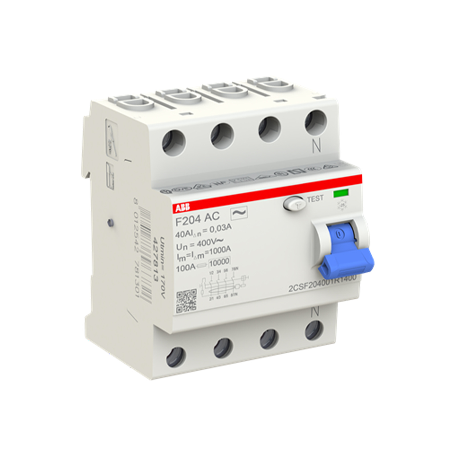 Wyłącznik różnicowoprądowy RCCB 4P 40A 30mA różnicówka typ AC ABB 2CSF204001R1400 - Image 2