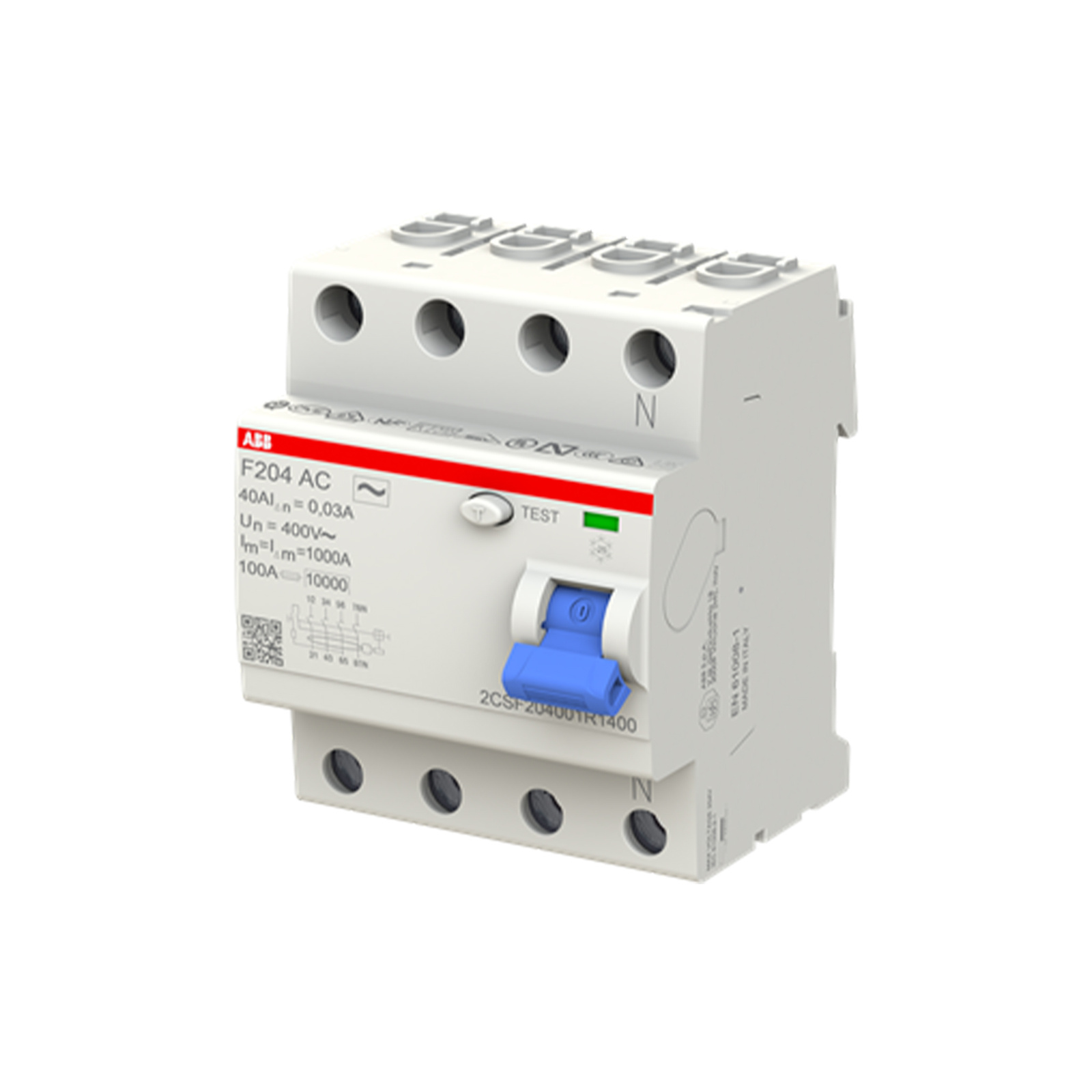 Wyłącznik różnicowoprądowy RCCB 4P 40A 30mA różnicówka typ AC ABB 2CSF204001R1400