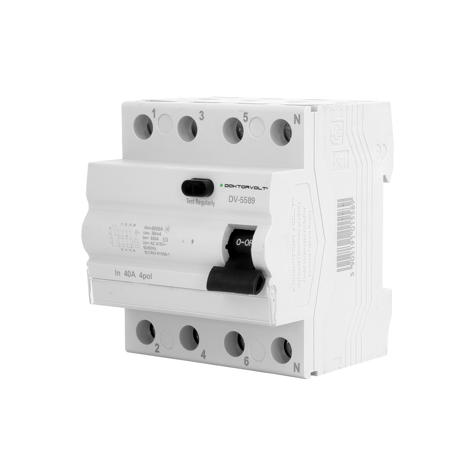 Wyłącznik różnicowoprądowy RCCB 6kA 4P 40A 30mA typ AC Doktorvolt DV-5589 - Image 4