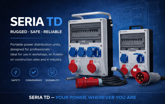 Construction power distribution board TD series by Doktorvolt® in use on a construction site