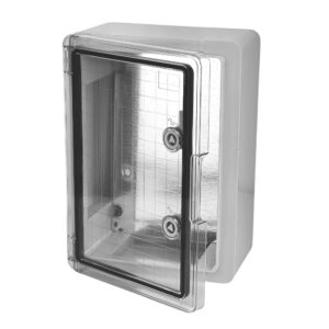 TP Electric Aufputzgehäuse mit transparenter Polycarbonat-Tür TP Electric Aufputzgehäuse mit transparenter Tür aus Polycarbonat. Die robuste Elektroverteilung ermöglicht eine schnelle Sichtkontrolle der eingebauten Schutz- und Schaltgeräte, ohne das Gehäuse zu öffnen.