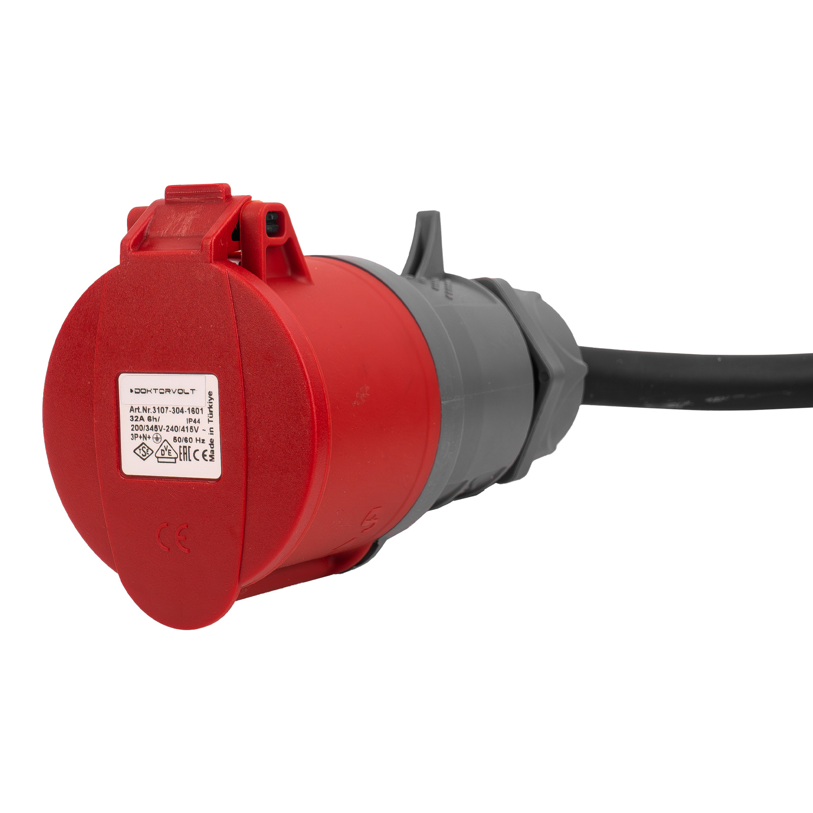Przedłużacz siłowy 25m 400V CEE 32A 5P IP44 przewód gumowy H07RN-F OnPD 5x4mm2 z rzepem ułatwiającym zwijanie przewodu Doktorvolt DV-6715-CEE-32 - obrazek 6