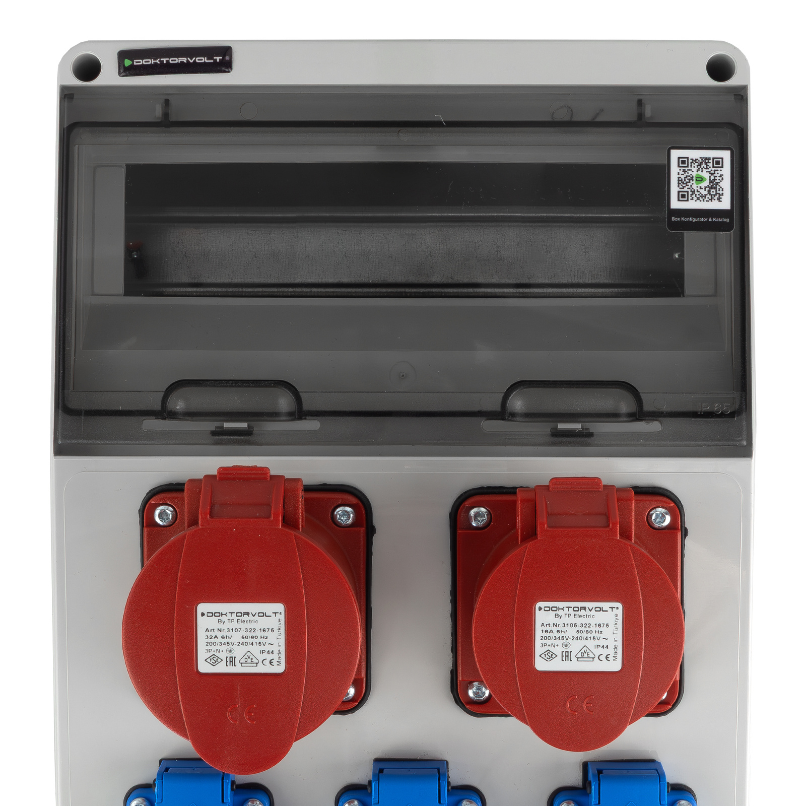 Construction switchboard without safety features, CEE 32A 16A 3x230V, French system with earth pin, DOKTORVOLT DV-6849-F - Image 7