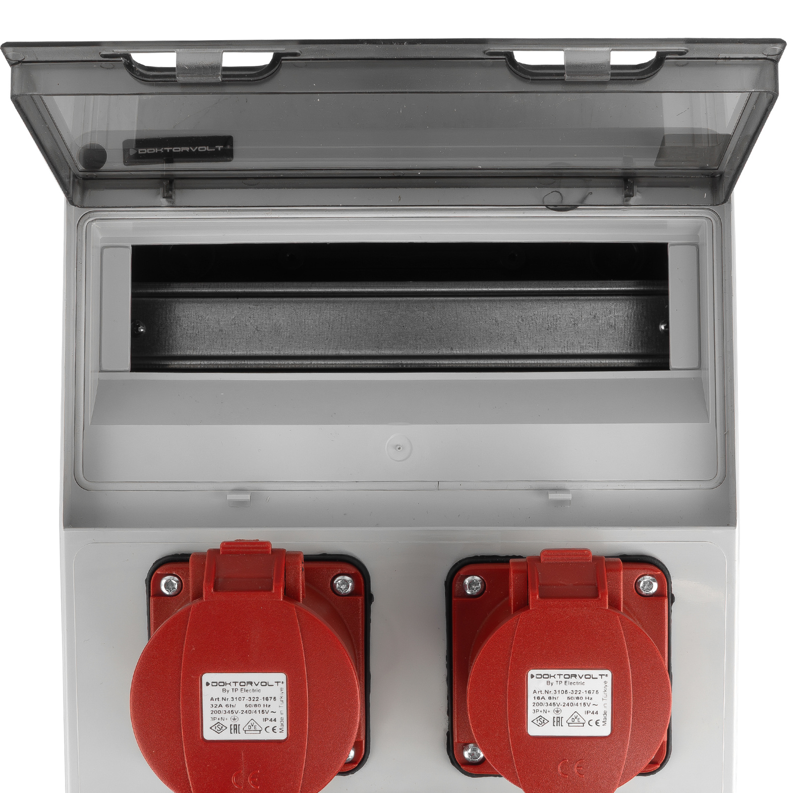 Construction switchboard without safety features, CEE 32A 16A 3x230V, French system with earth pin, DOKTORVOLT DV-6849-F - Image 3