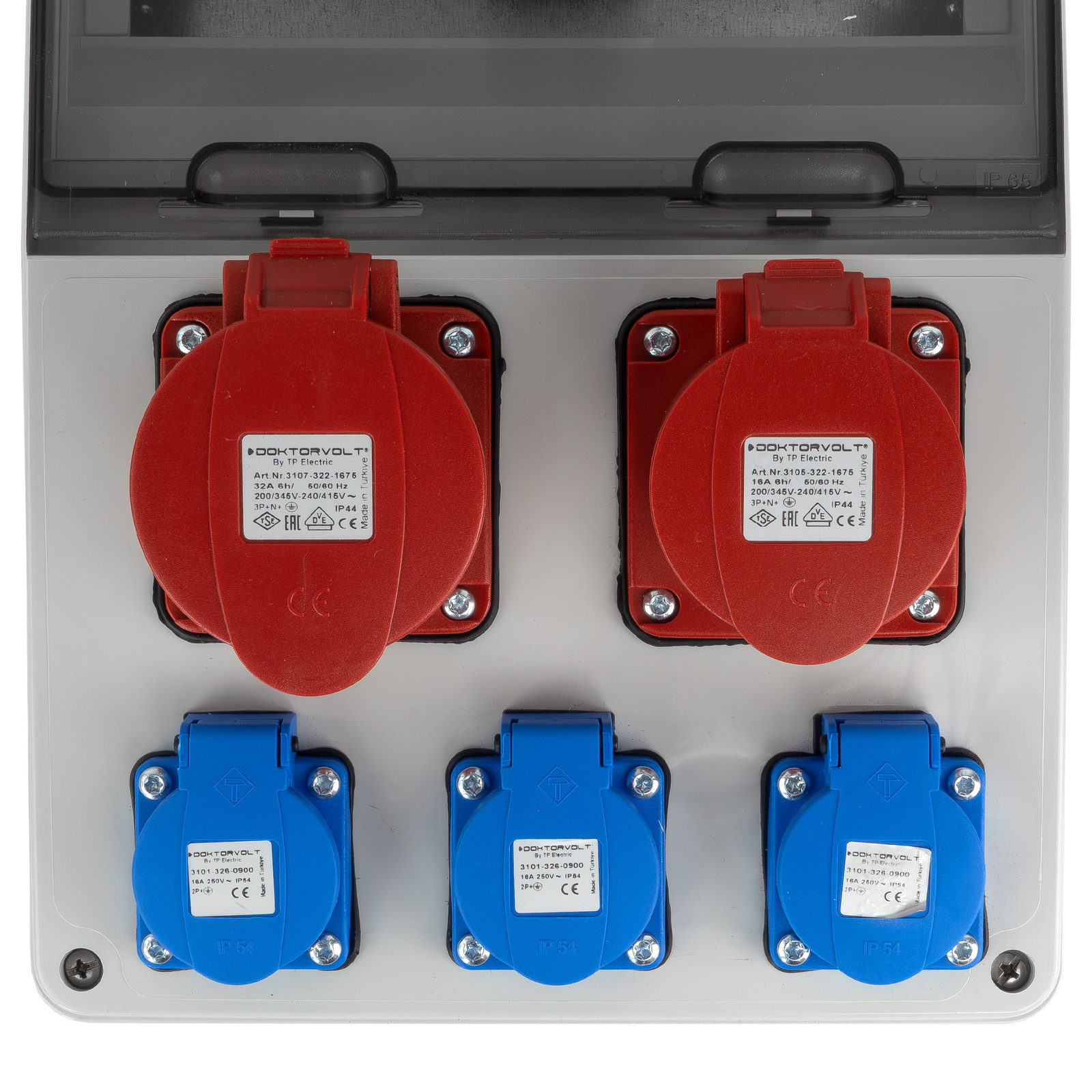 Construction switchboard without safety features, CEE 32A 16A 3x230V, French system with earth pin, DOKTORVOLT DV-6849-F - Image 6