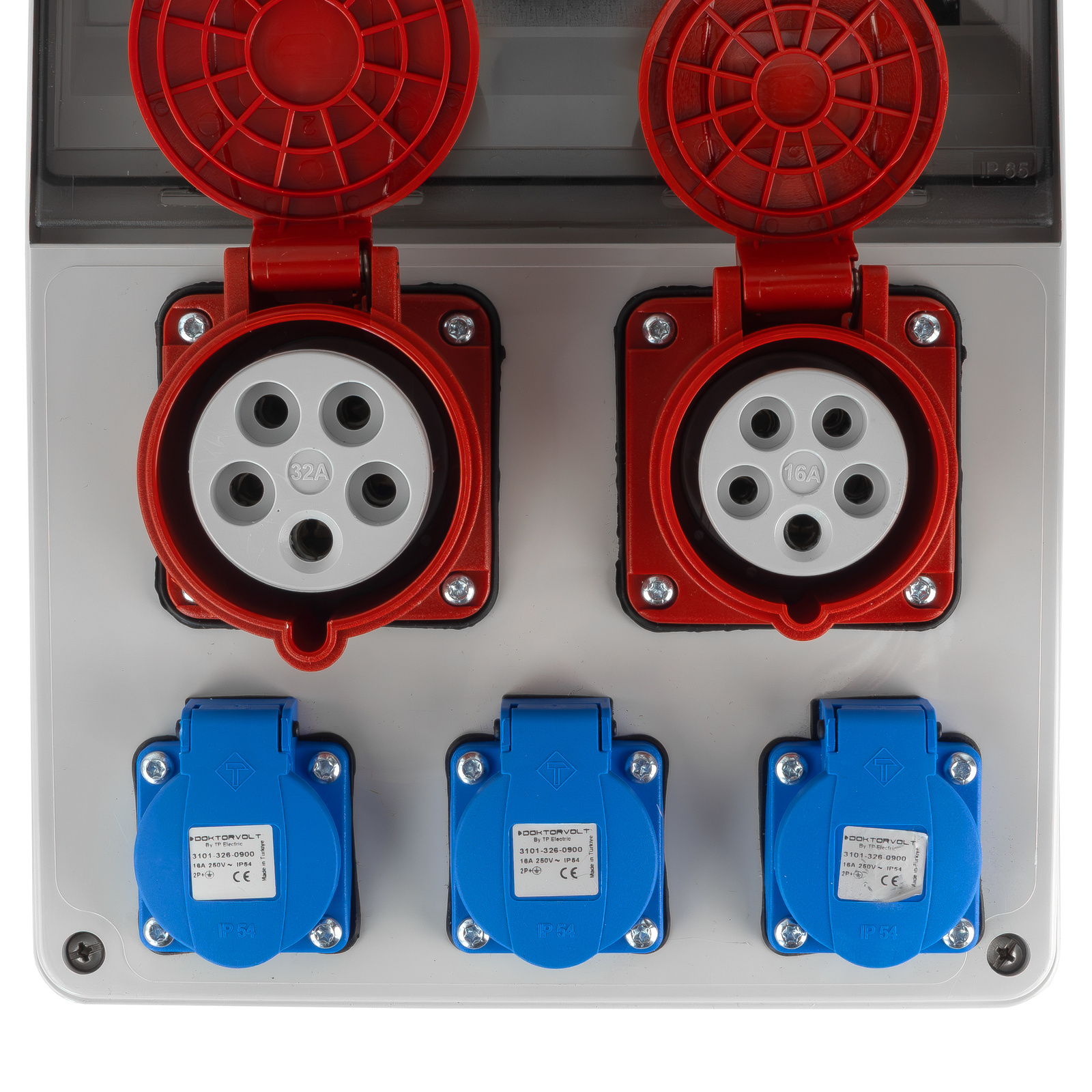 Construction switchboard without safety features, CEE 32A 16A 3x230V, French system with earth pin, DOKTORVOLT DV-6849-F - Image 4