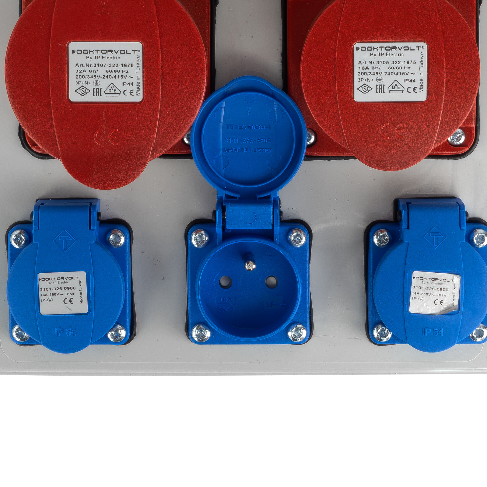 Construction switchboard without safety features, CEE 32A 16A 3x230V, French system with earth pin, DOKTORVOLT DV-6849-F - Image 5