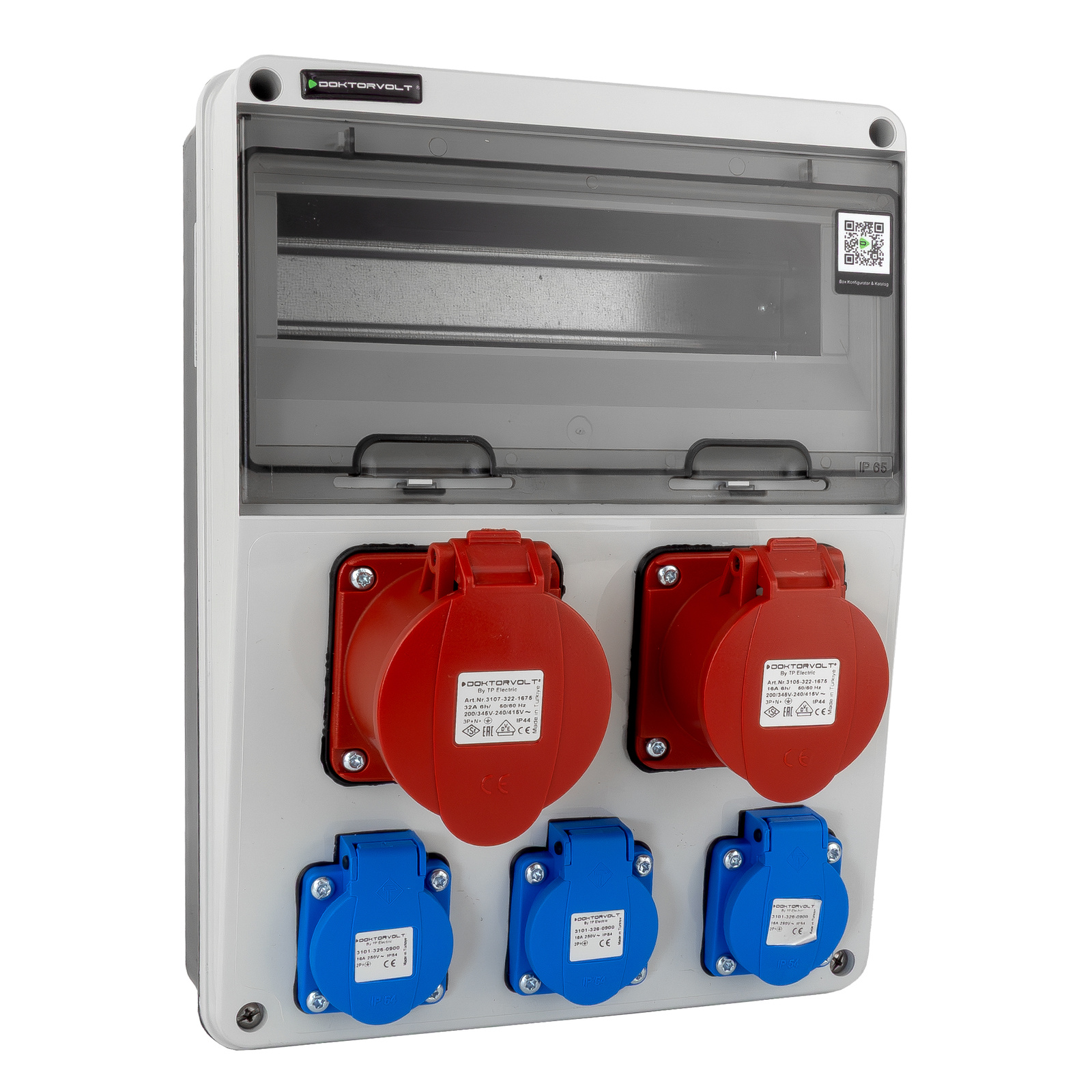 Construction switchboard without safety features, CEE 32A 16A 3x230V, French system with earth pin, DOKTORVOLT DV-6849-F - Image 8
