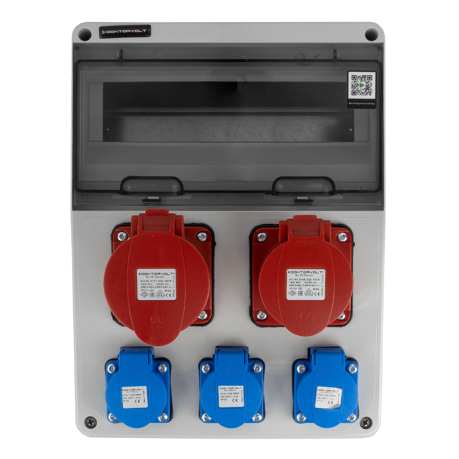 Construction switchboard without safety features, CEE 32A 16A 3x230V, French system with earth pin, DOKTORVOLT DV-6849-F - Image 9