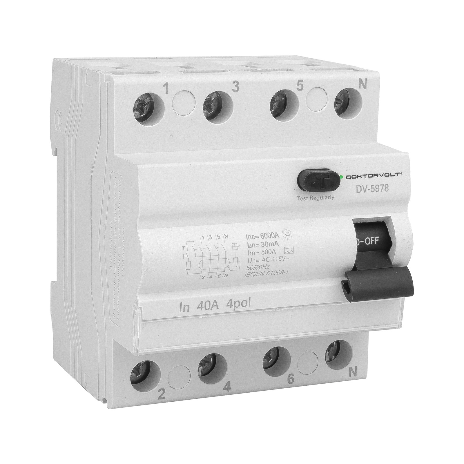 RCCB residual current circuit breaker 6kA 4P 40A 30mA VDE Type A Doktorvolt DV-5978 - Image 7