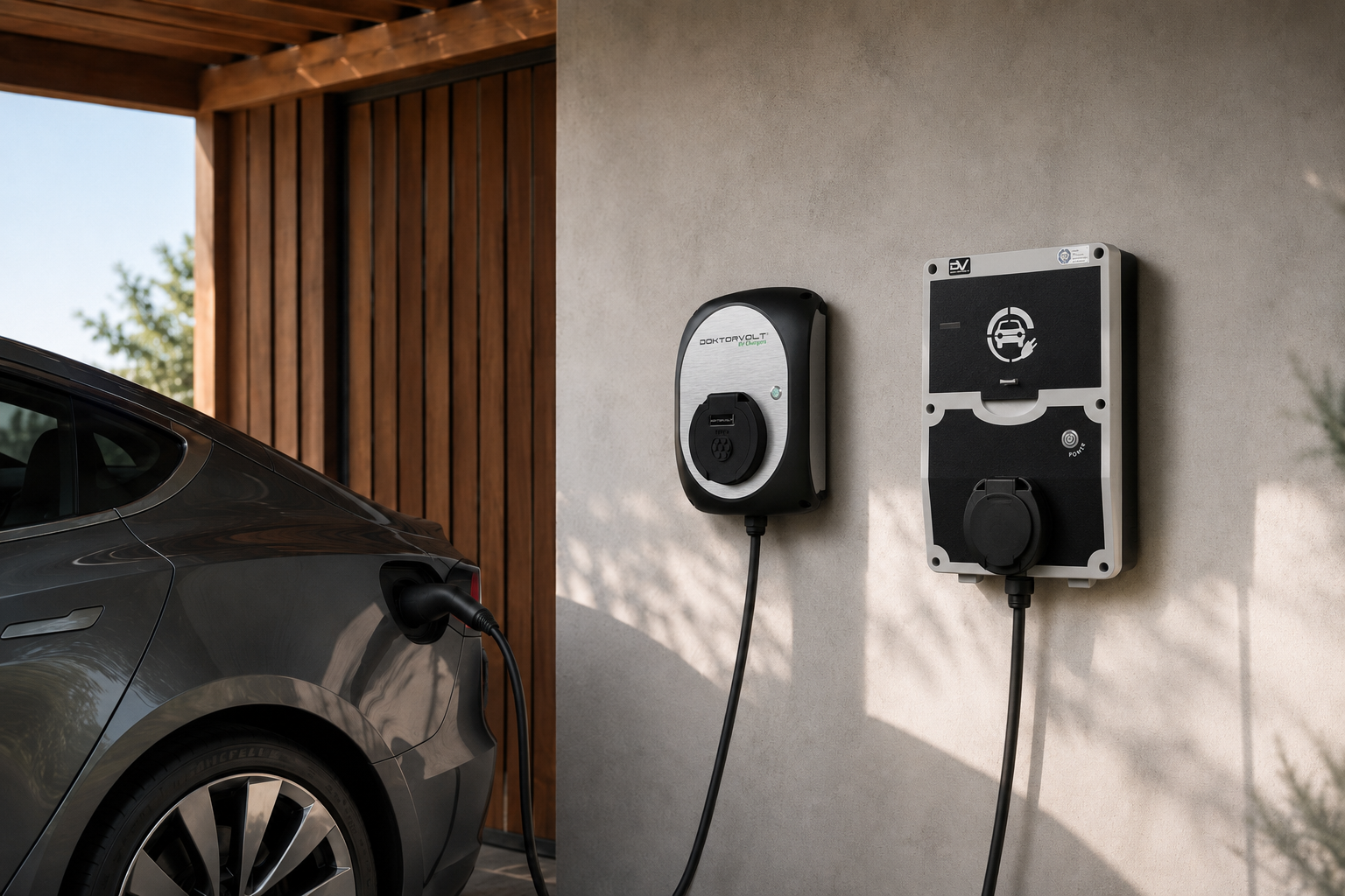 Elektroauto beim Laden zu Hause mit Doktorvolt Wallbox 11 kW und 22 kW